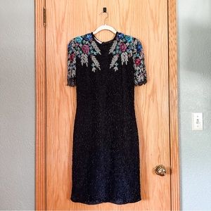 vintage [laurence kazar] 80s beaded cocktail dress